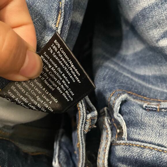 Women's Blue Distressed Jeans - Picture 4 of 15